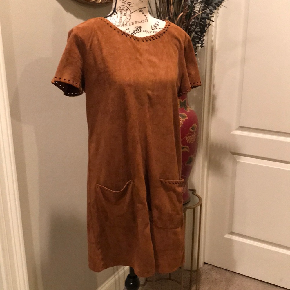 YA Los Angeles Faux suede brown dress Size Medium